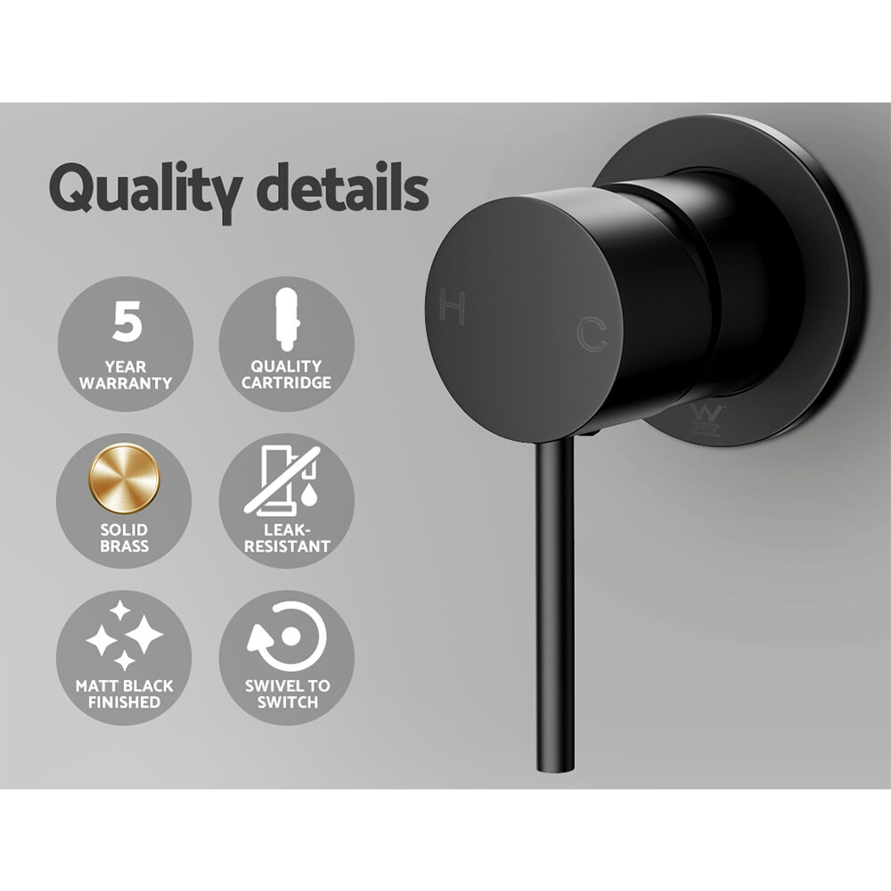 Cefito Basin Mixer Wall Tap Round Brass Faucet Shower Bathtub Black - product image 5