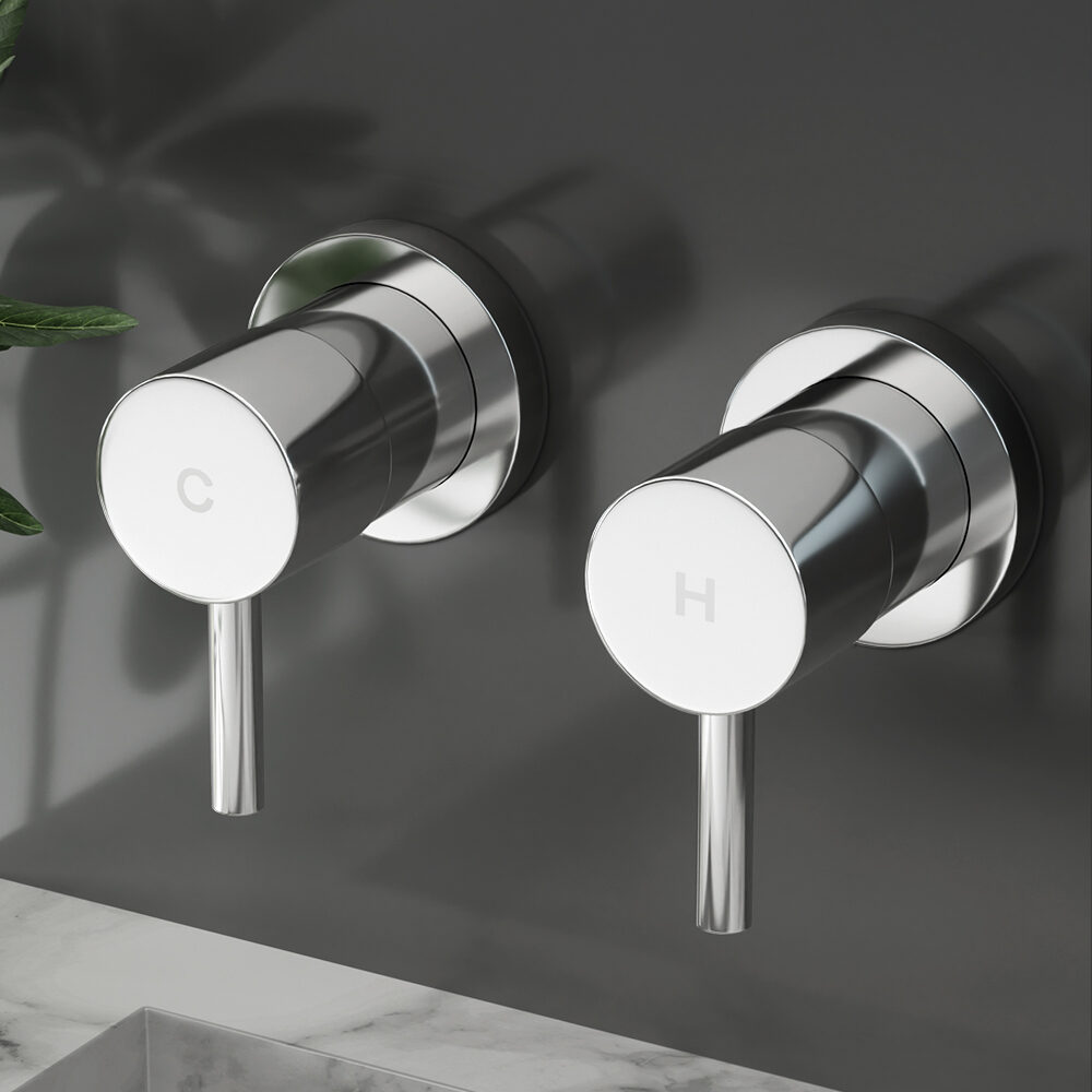 Cefito Basin Twin Tap Wall Round Brass Faucet Shower Bathtub Chrome - product image 8